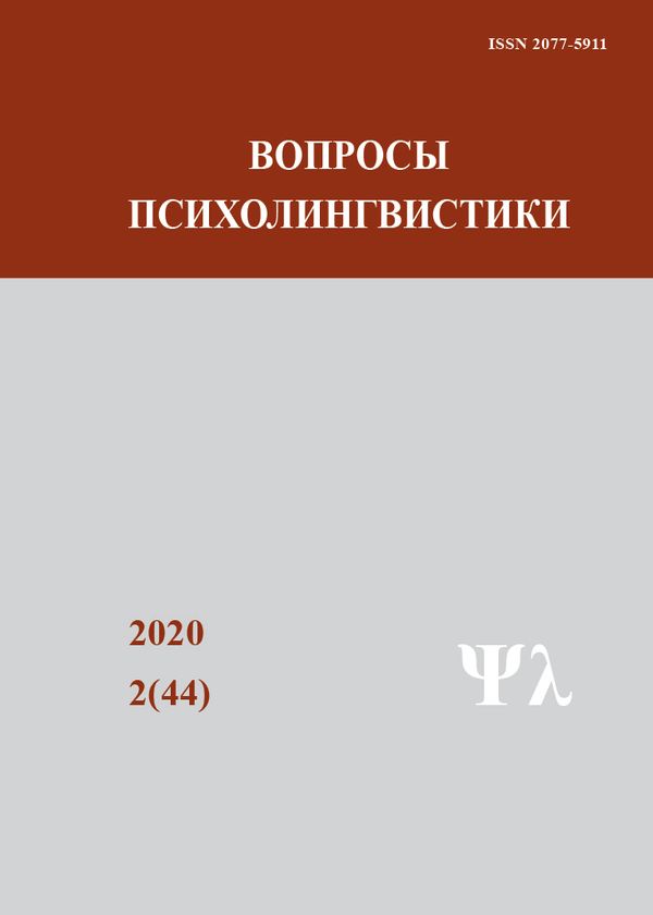 ВОПРОСЫ ПСИХОЛИНГВИСТИКИ